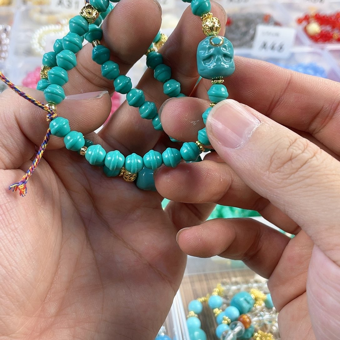 檀香木手串银S925镀金镶嵌