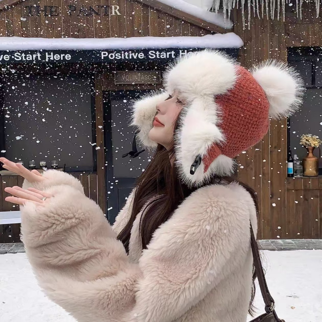 冬季滑雪保暖多色加厚防寒毛绒帽女雷锋帽帽子韩版冬天骑车护耳帽
