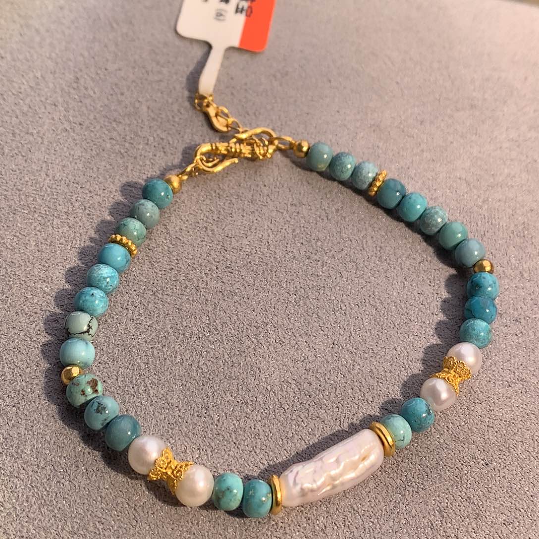 未镶嵌绿松石雾霾蓝设计款手链