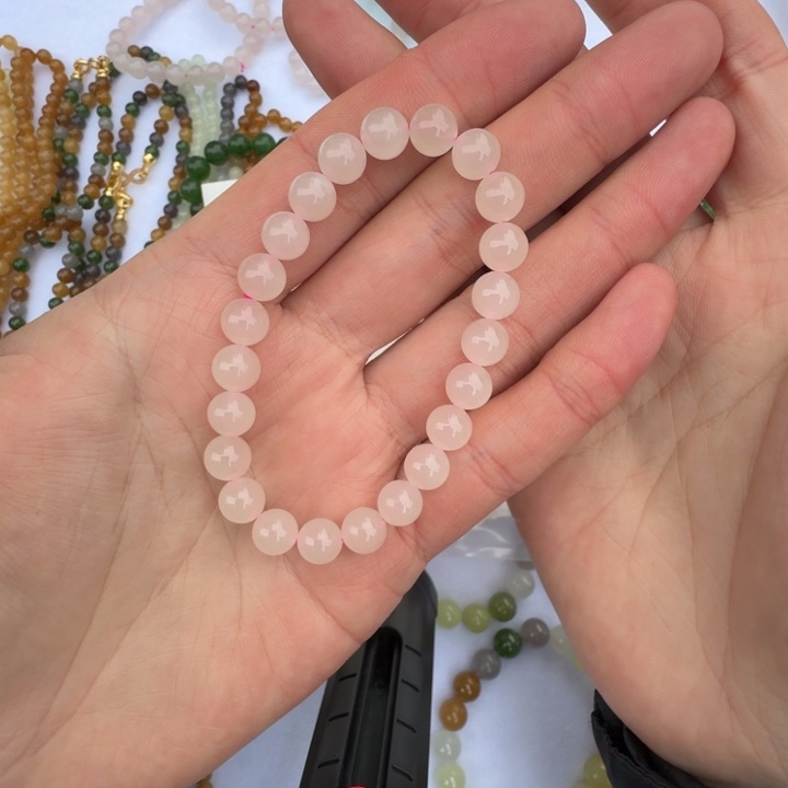 小***卷定制和田玉和田玉藕粉卡8mm