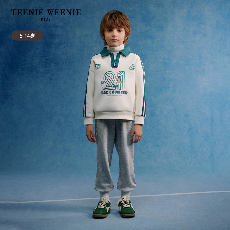 TeenieWeenie Kids小熊童装25年休闲风翻领套头卫衣TKMW251206B