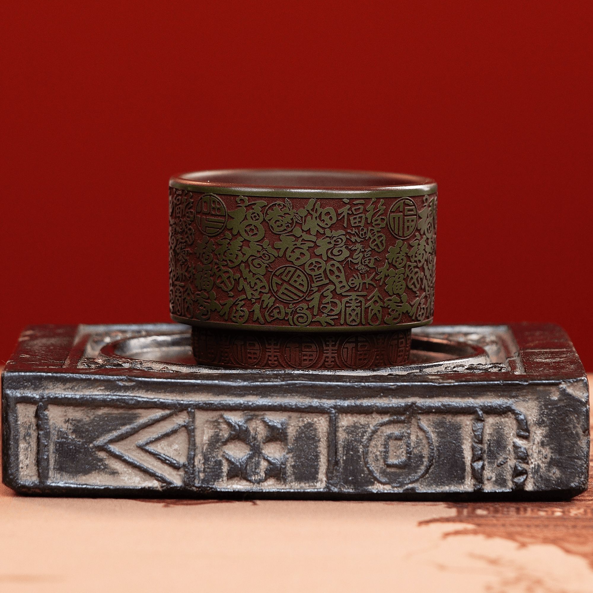 [鉴古赏今]宜兴全手工紫砂茶具紫玉金砂纳福杯主人杯紫砂杯品茗杯