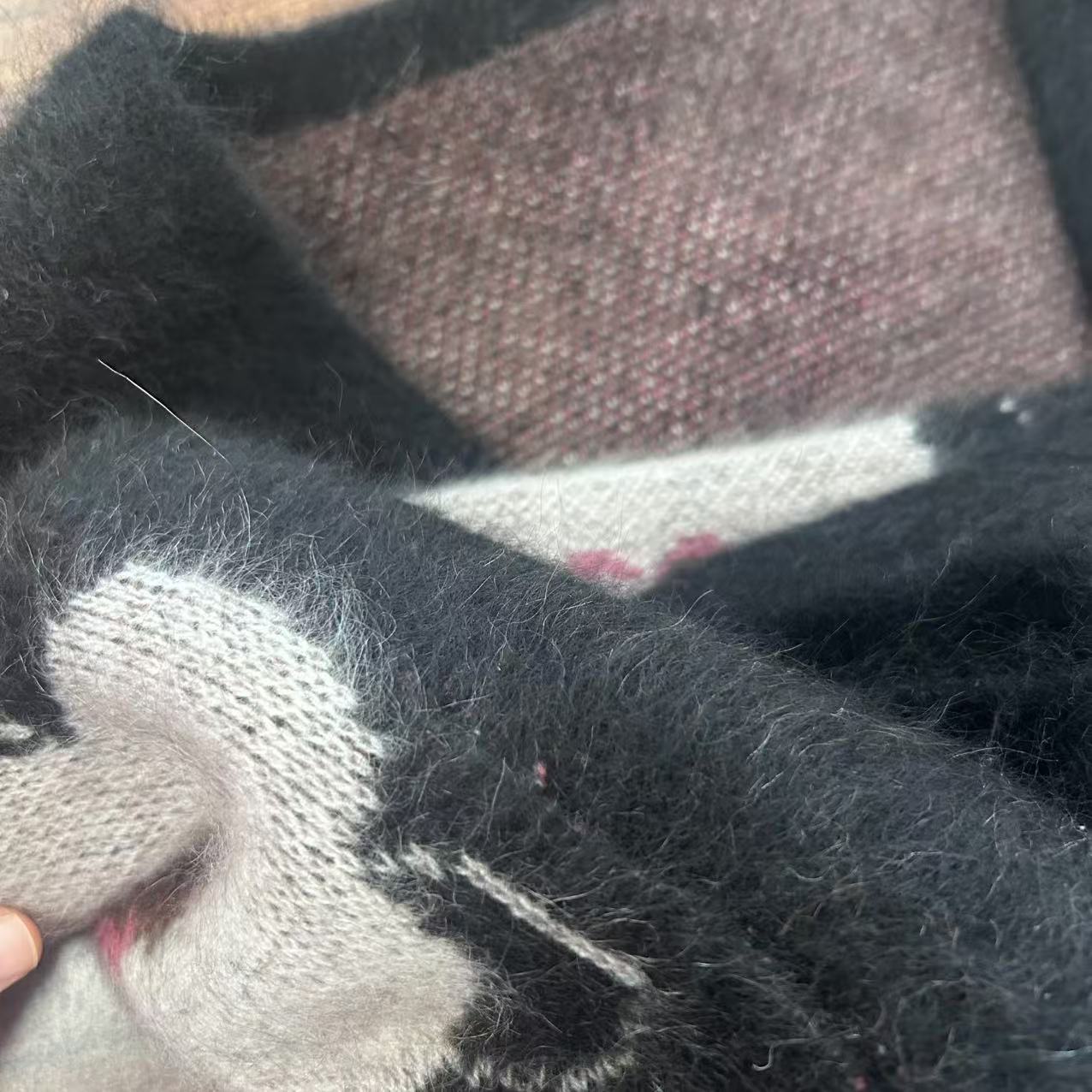 【桃之夭夭】240890拉绒工艺款厚款V领开衫法式提花款气质百搭