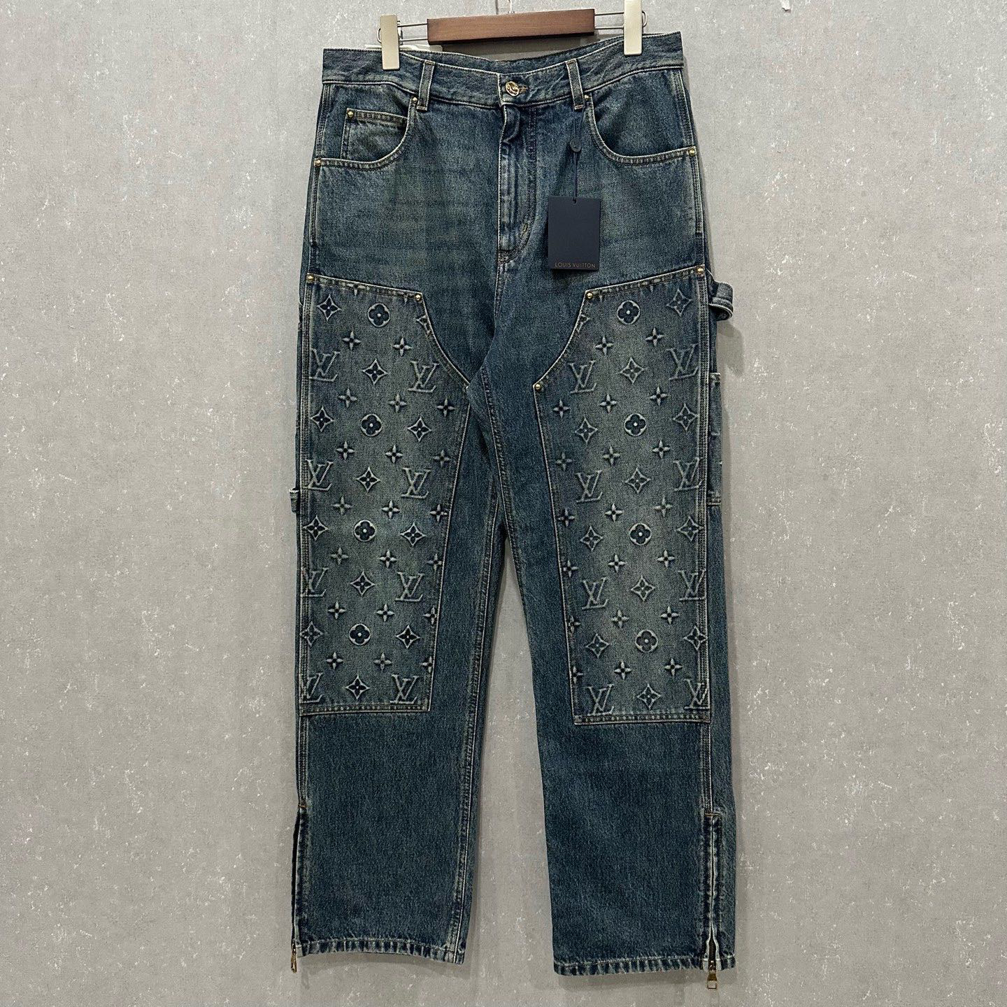 未使用 LouisVuitton/路易威登 牛仔水洗满印牛仔裤32码/005788