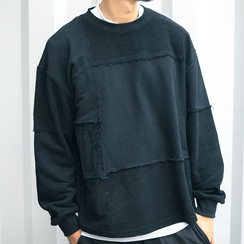 Daggershot拼接套头全棉毛圈圆领秋冬男士美式卫衣T恤长袖111102