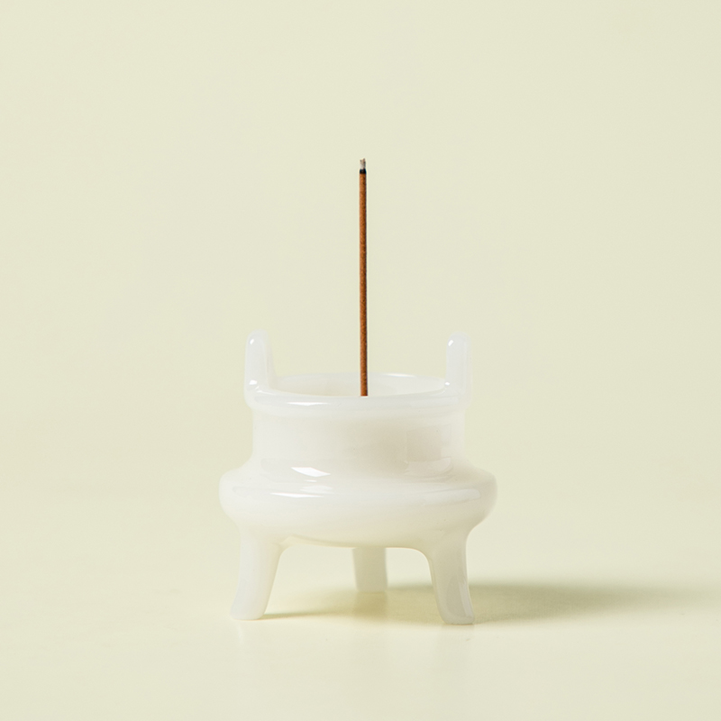 （阿萌茶事）冰种璞玉-三足小琴香炉茶道器具配件