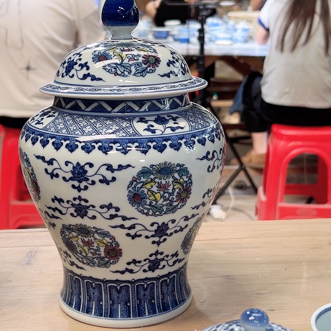 柴窑纯手绘大茶叶罐纯手工