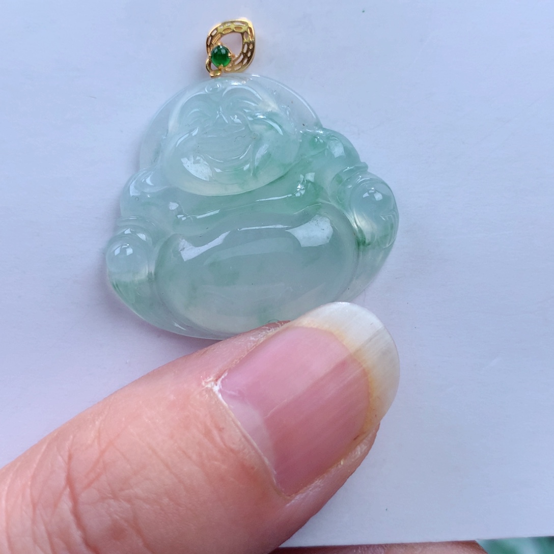 翡翠吊坠(不含链)18K金镶嵌