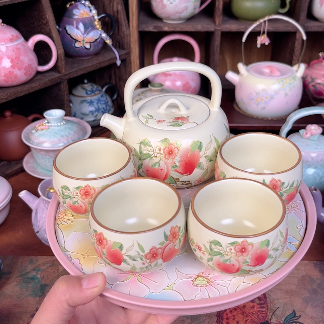 壶陶繁**锦桃夭提梁壶套装