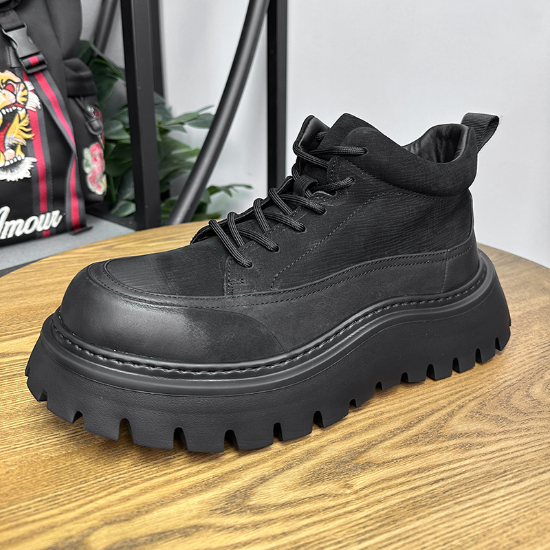 秋冬新款真皮马丁靴男士时尚百搭机车靴潮流复古工装靴男高帮潮鞋