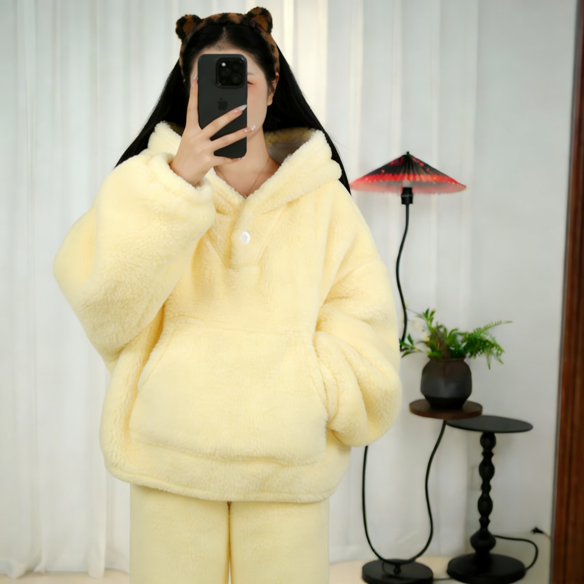 【爆款加厚复合小鸡黄】情侣秋冬保暖宽松家居服可外穿加绒加厚套装