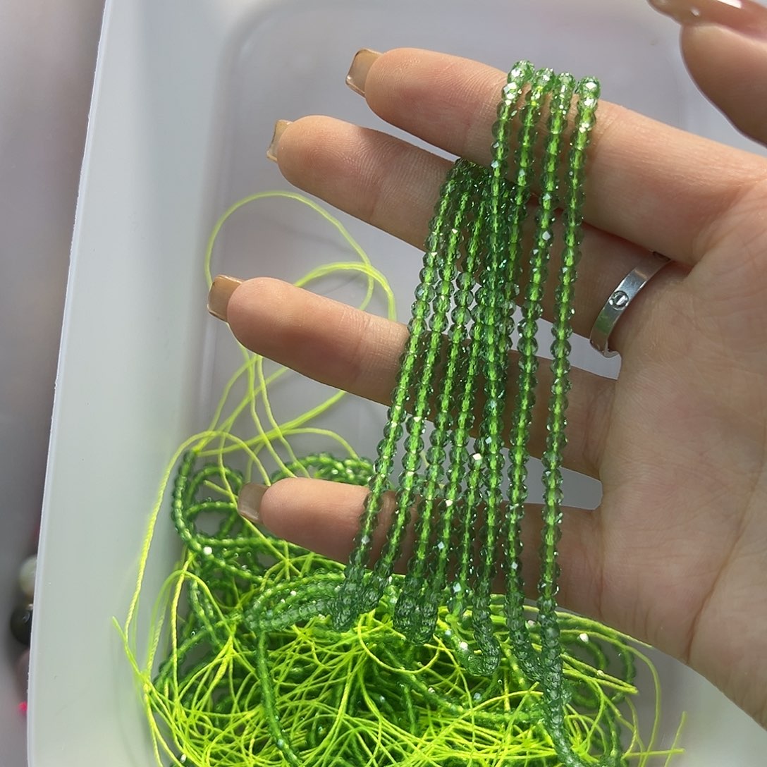 玛瑙/玉髓合金珠宝半成品绿水晶卡3两条