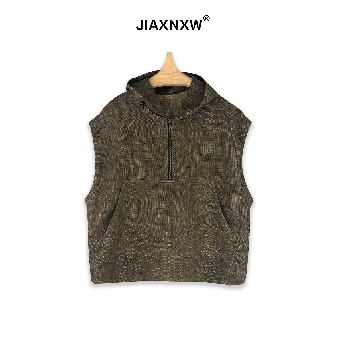 【冬姐精选】亚麻金属丝连帽马甲SY25676