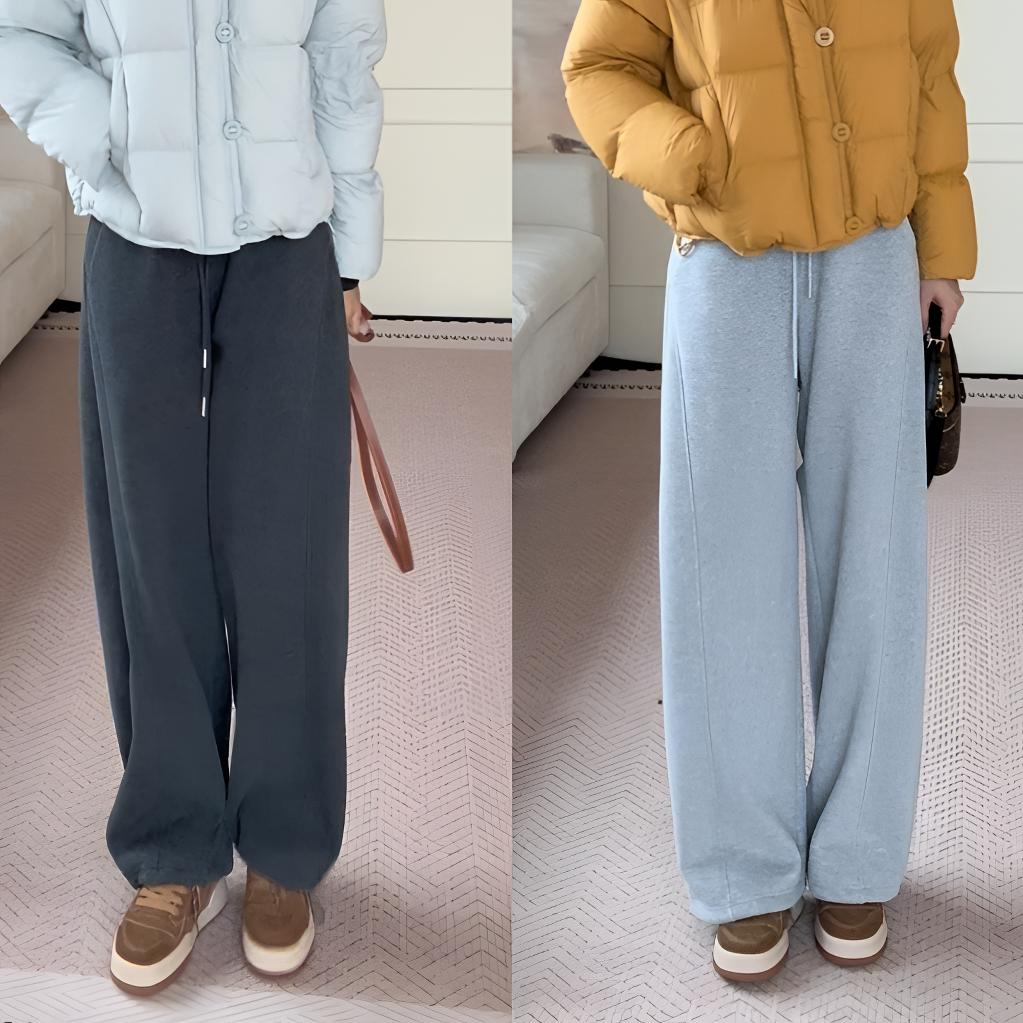 【余欢欢】冬季百搭通勤宽松束脚加绒休闲卫裤-YHK50397