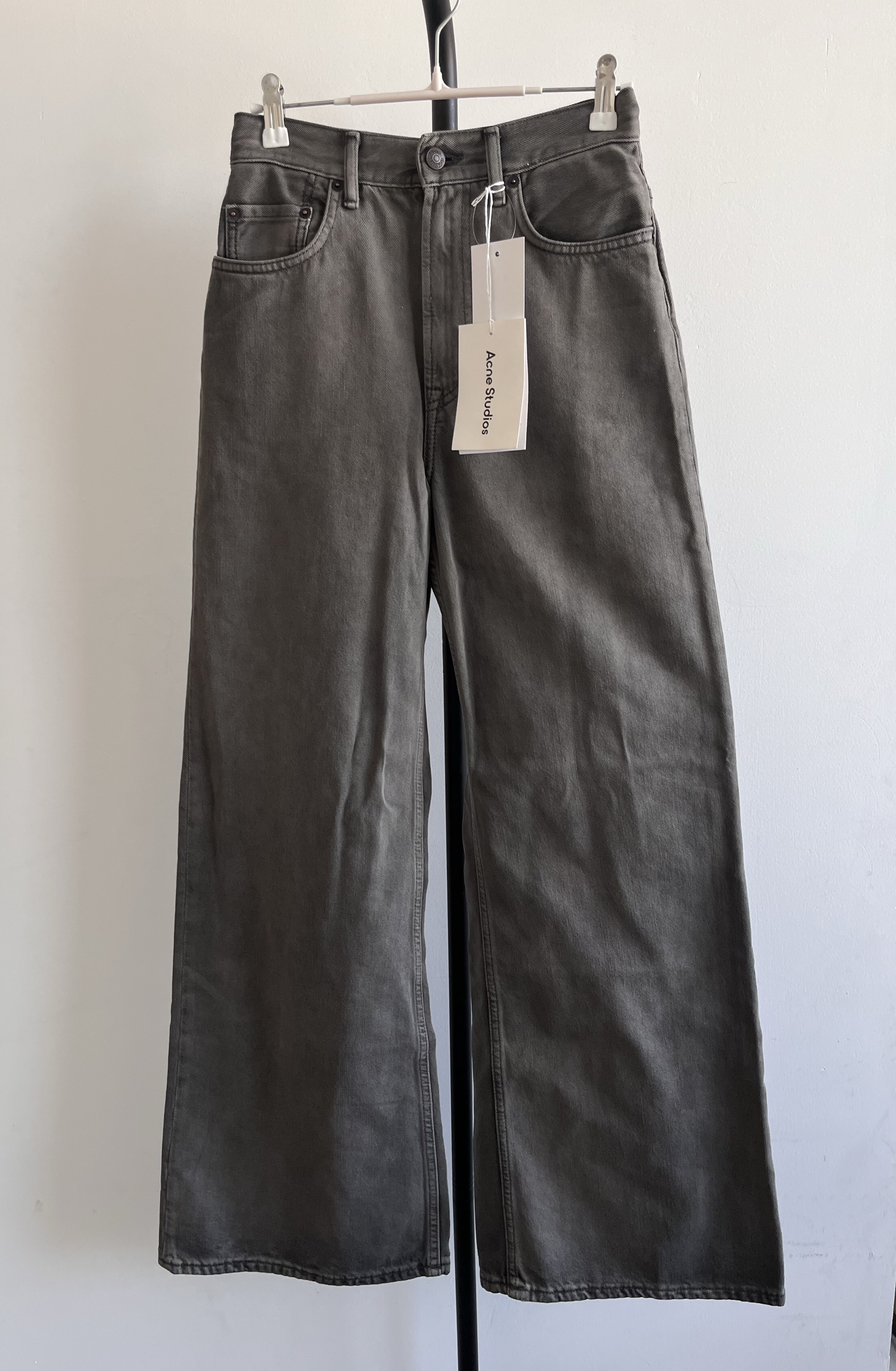 未使用 Acne studio 纯色高腰拉链宽松直筒牛仔裤  全新 25/30码