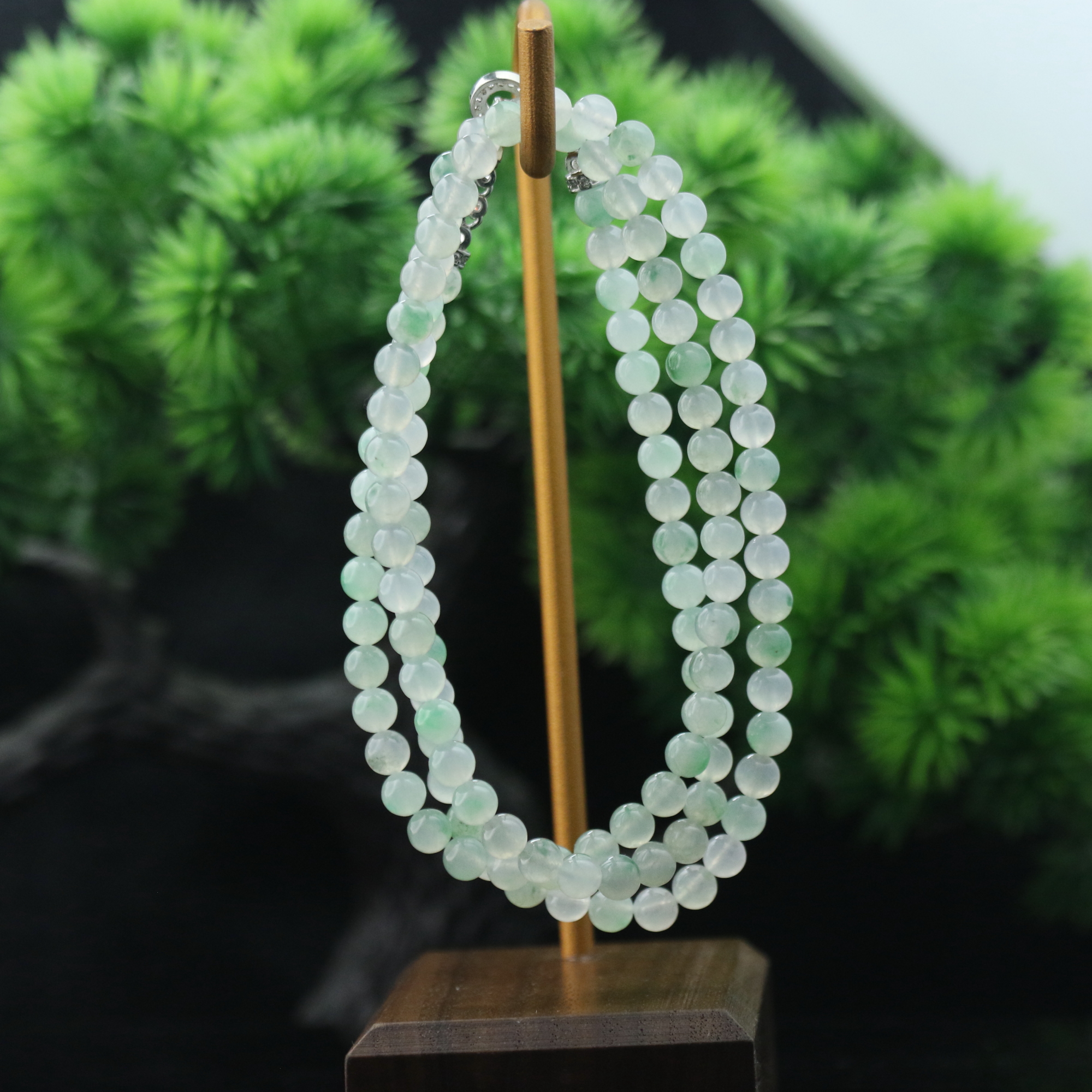 8天然缅甸翡翠A货冰珠链/400607/上海嘉禾拍卖