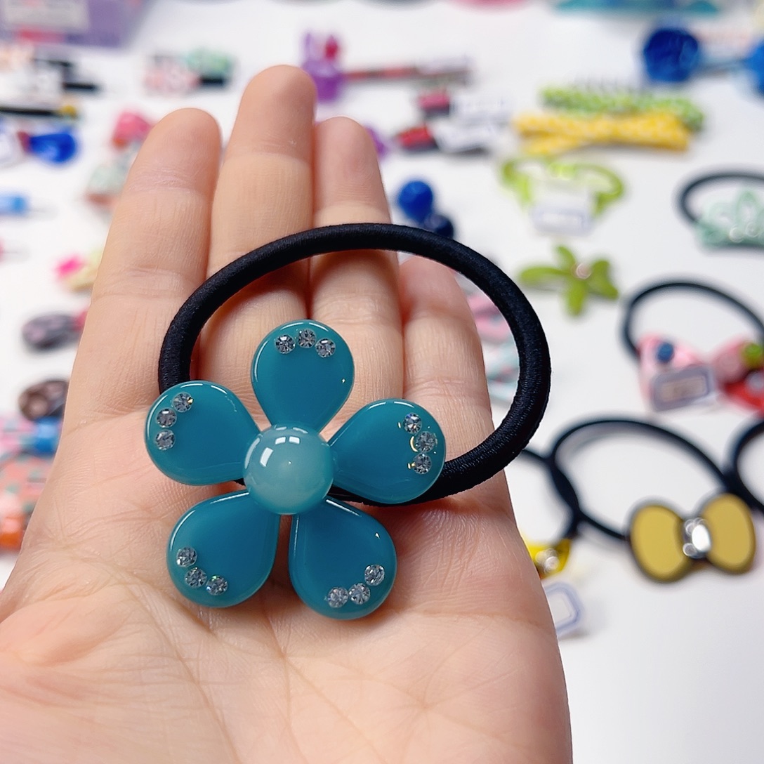 儿童蓝花发圈韩国