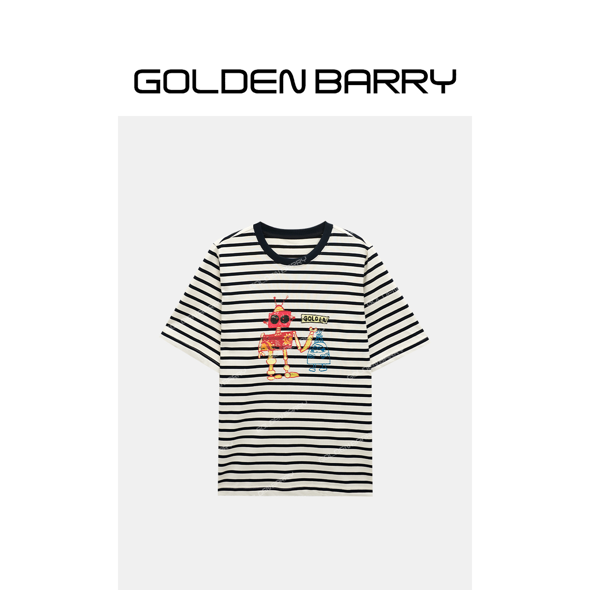 GOLDENBARRY|201995/-1“机器条纹”条纹印花短袖T恤