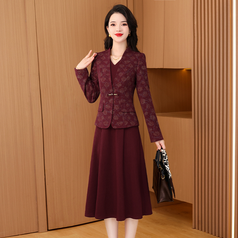 【两件套】24035梦晚春季优雅时尚大气休闲收腰修身显瘦套裙-ASJ