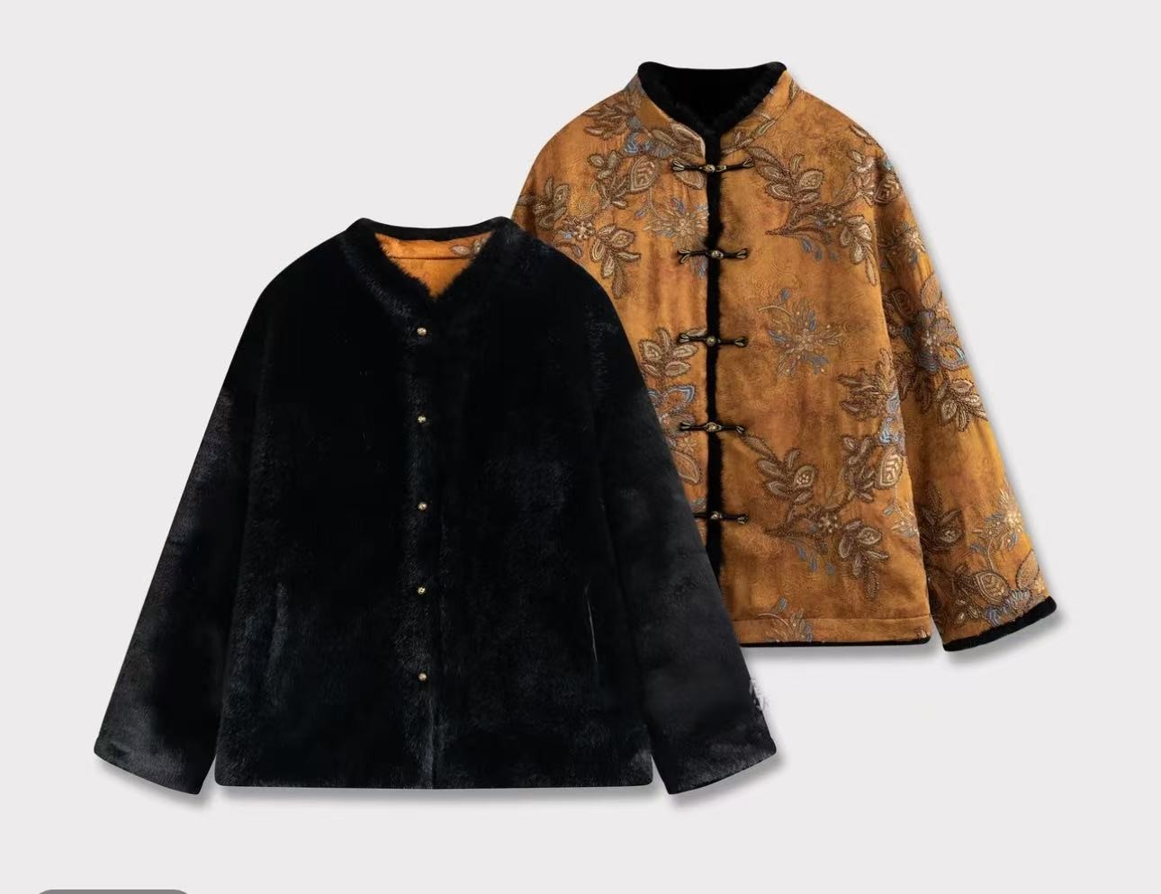 1694麦穗紫外套常规款上衣显瘦秋冬唐装女装网红长袖小衫复古