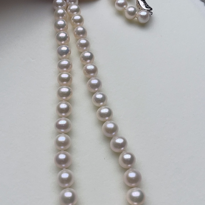 淡水珍珠银S925镶嵌颈饰卡8➕极光白炫青高品