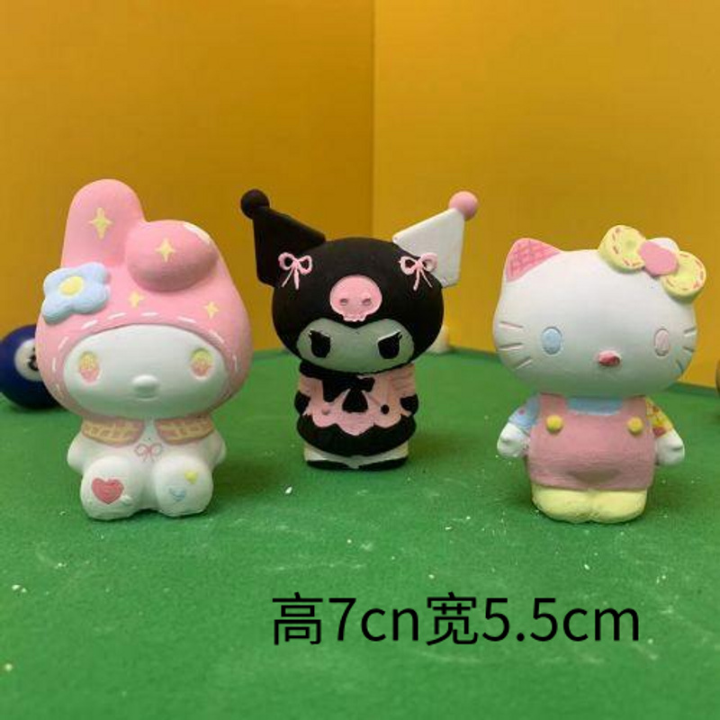 3D款可爱美乐蒂库洛米kitty猫石膏娃娃白胚涂色diy创意彩绘玩具