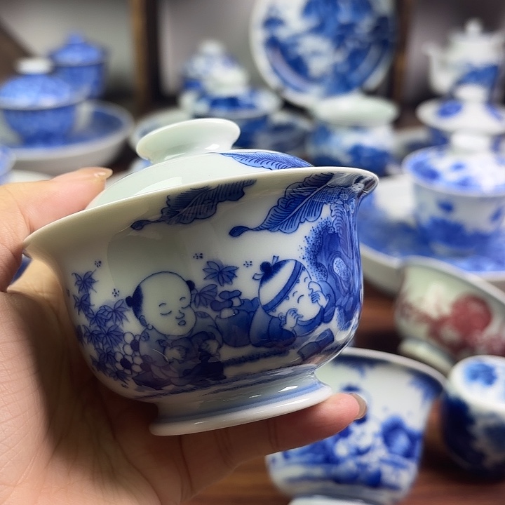 开播福利柴窑秒杀童子盖碗