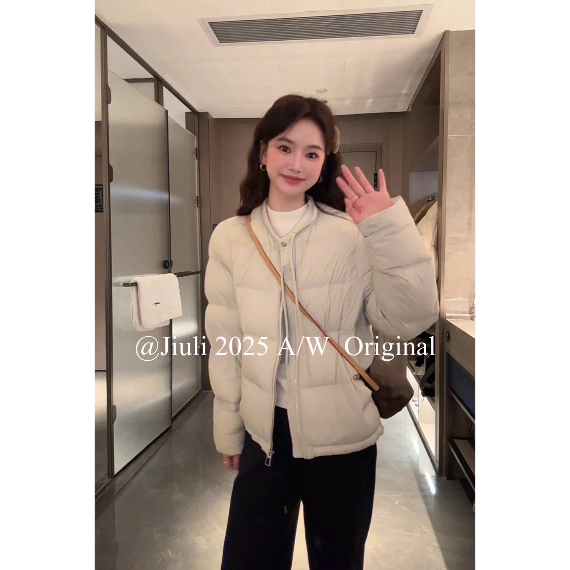 九莉【冰岛欧包】新国标90白鸭绒 休闲圆领系带休闲保暖羽绒服