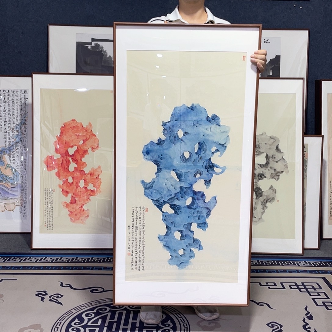 国画手绘画作品带框60/120