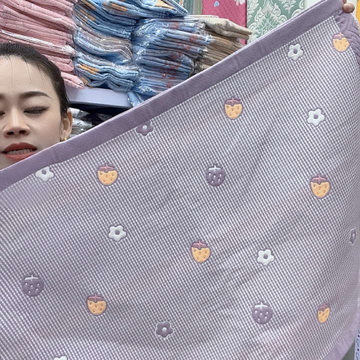 棉紫色小草地纯棉