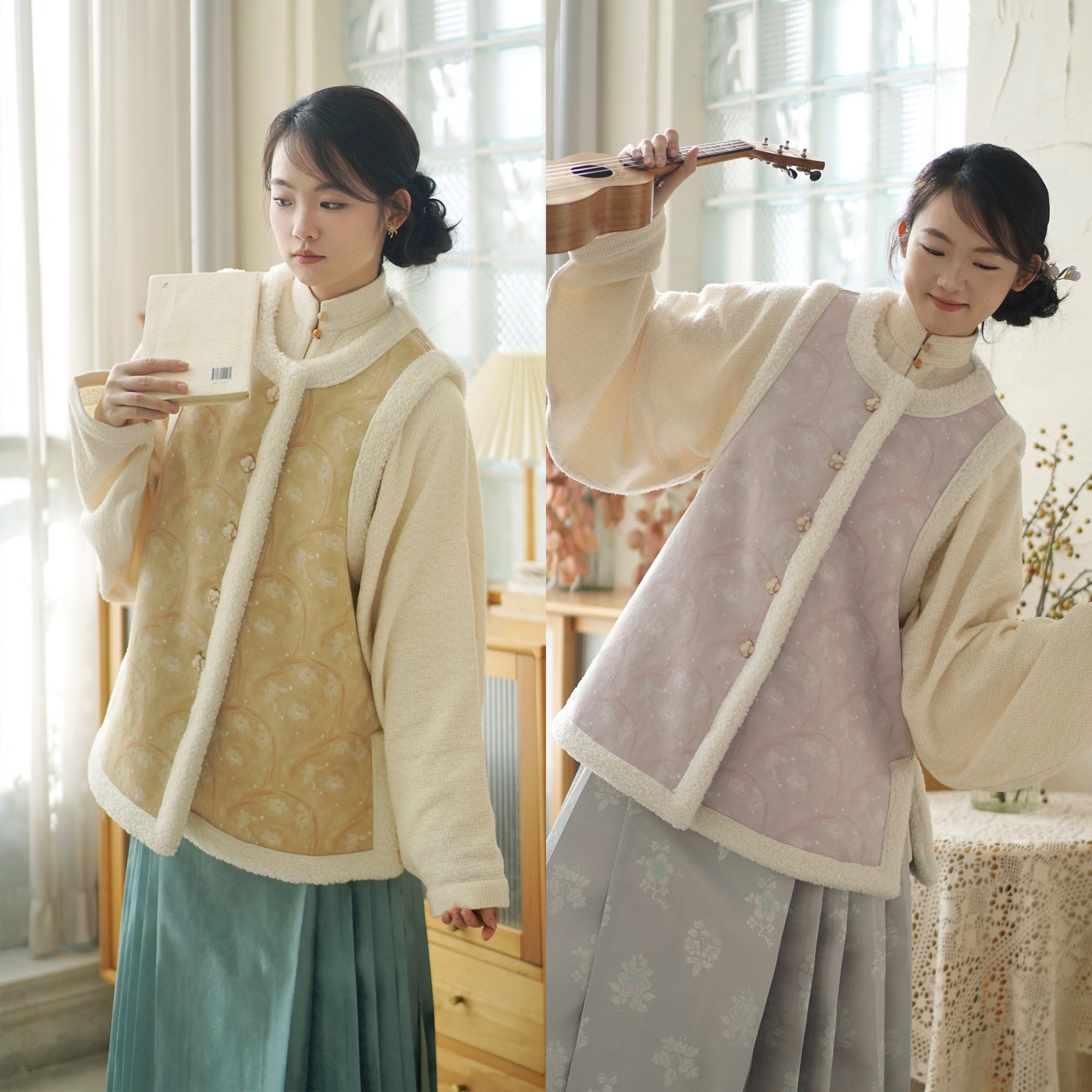 凌波仙｜茱萸CORNUS 双面可穿羊羔毛汉元素比甲 国风外套日常女装