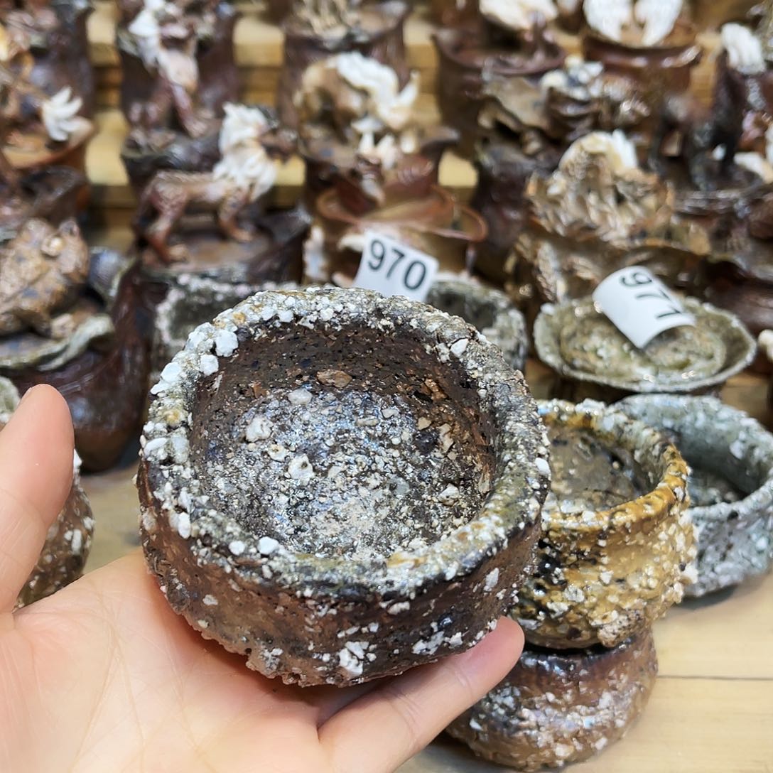 瓶柴烧石头手捏复烧杯摆件漏水微瑕