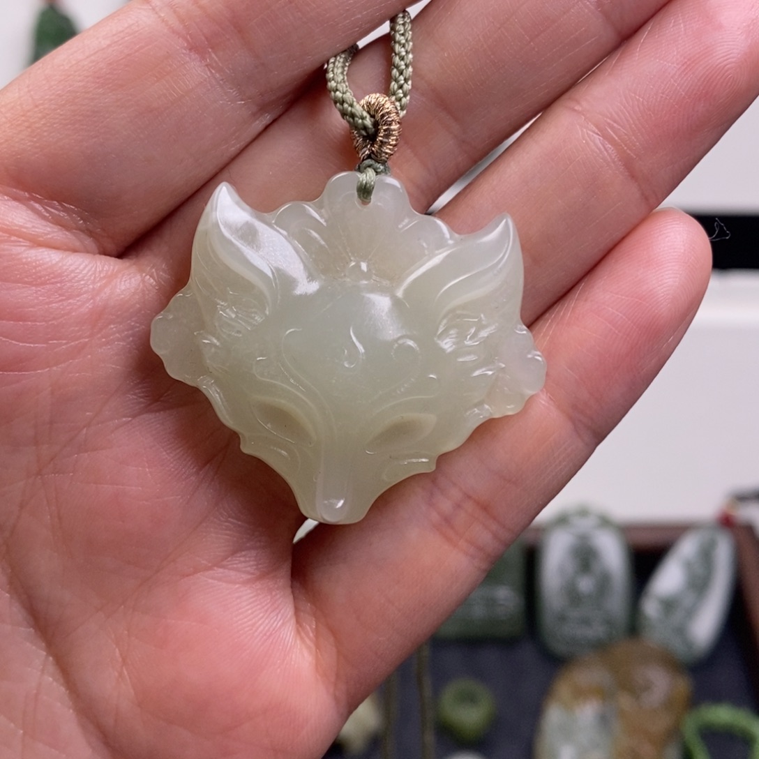 岚***朵和田玉未镶嵌挂件和田玉狐狸头吊坠挂件