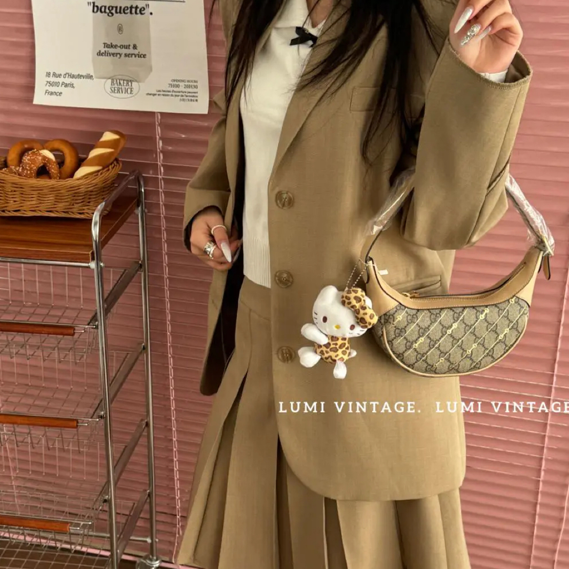 95新 GUCCI/古驰 老花豌豆腋下单肩包52458690