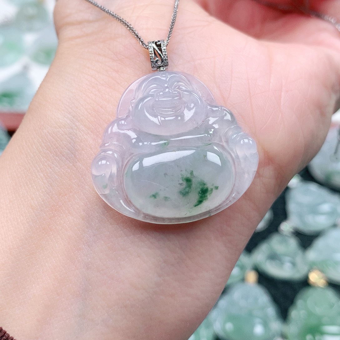 吊坠(不含链)18K金镶嵌翡翠水**月