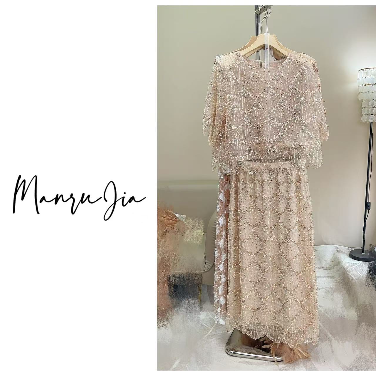 【水晶砂雾】法式轻奢夏款珠片贝壳时尚气质设计感小衫