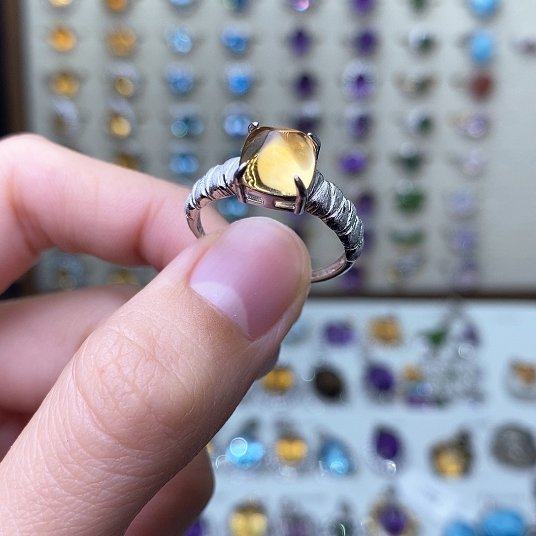 黄晶戒指银S925镶嵌（需要证书备注）