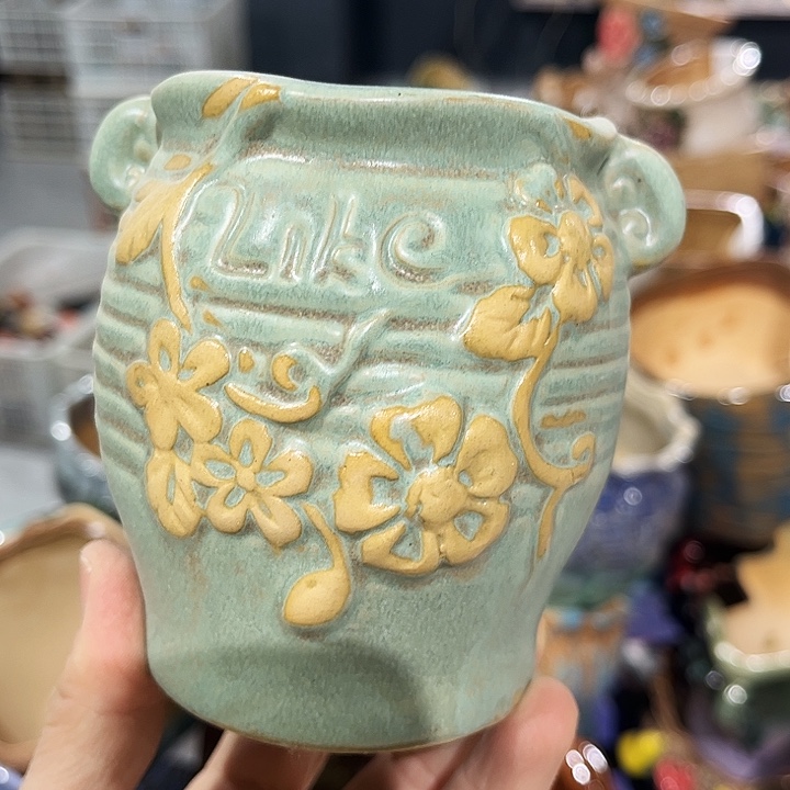 瓷片花盆多肉植物艺术品
