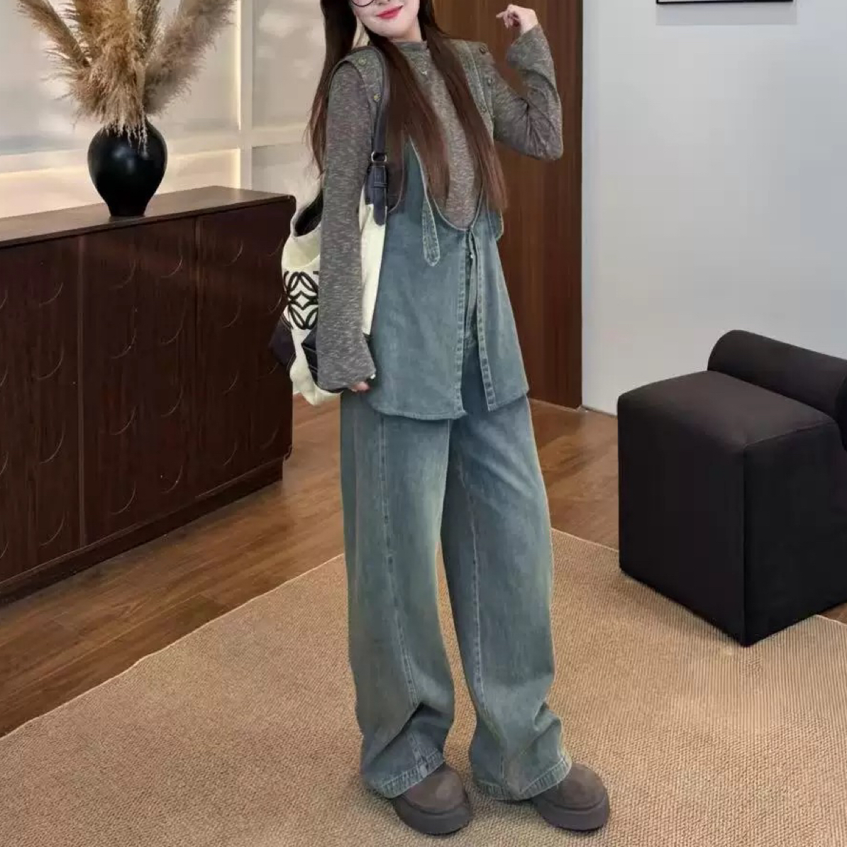 1333【胖小肉推荐】新款牛仔背带裤