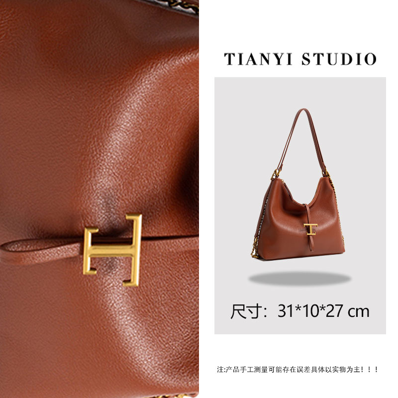【天一甄选】QYX-98038-金棕色  轻奢高级韩版单肩潮流女包
