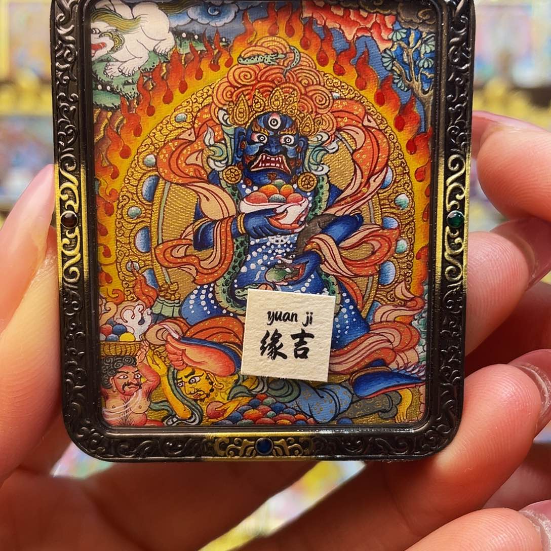 吊坠黑财神热贡艺术手绘