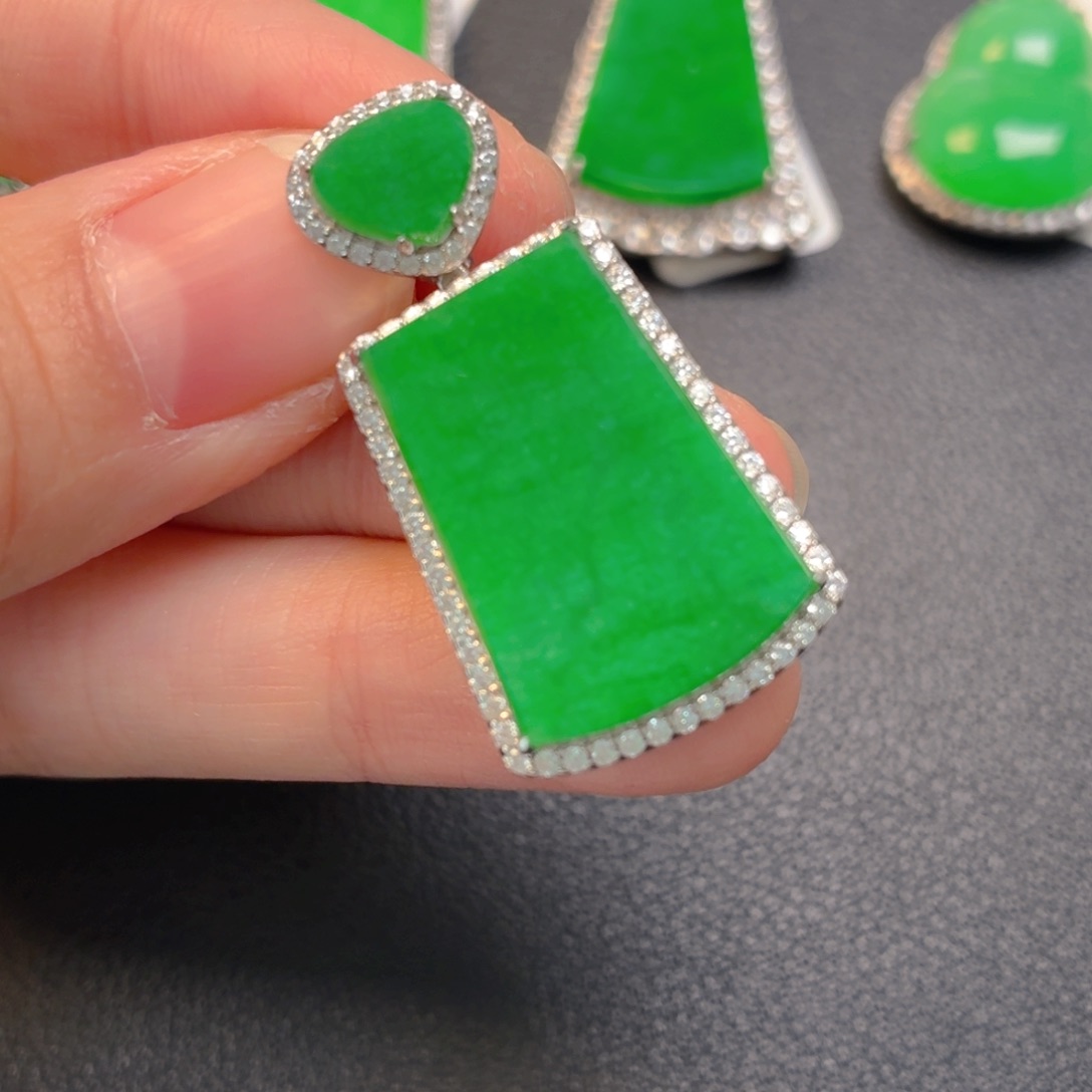 翡翠银S925镶嵌吊坠(不含链)