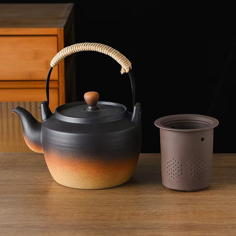 中式陶壶煮茶壶加大宽口大容量1.5L提梁烧水壶内胆内滤套装明火