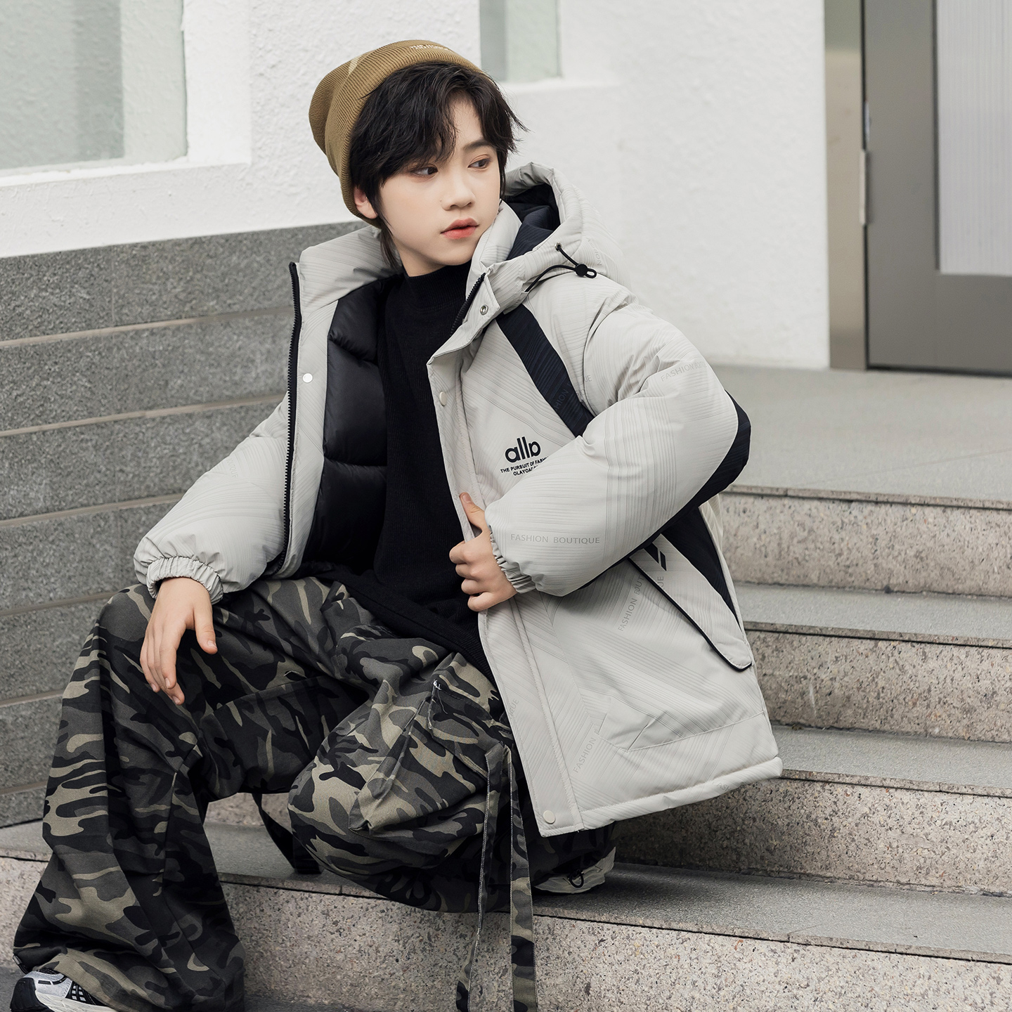 男童冬季潮流棉服儿童中大童新款冬装棉袄2025加厚青少年棉衣外套