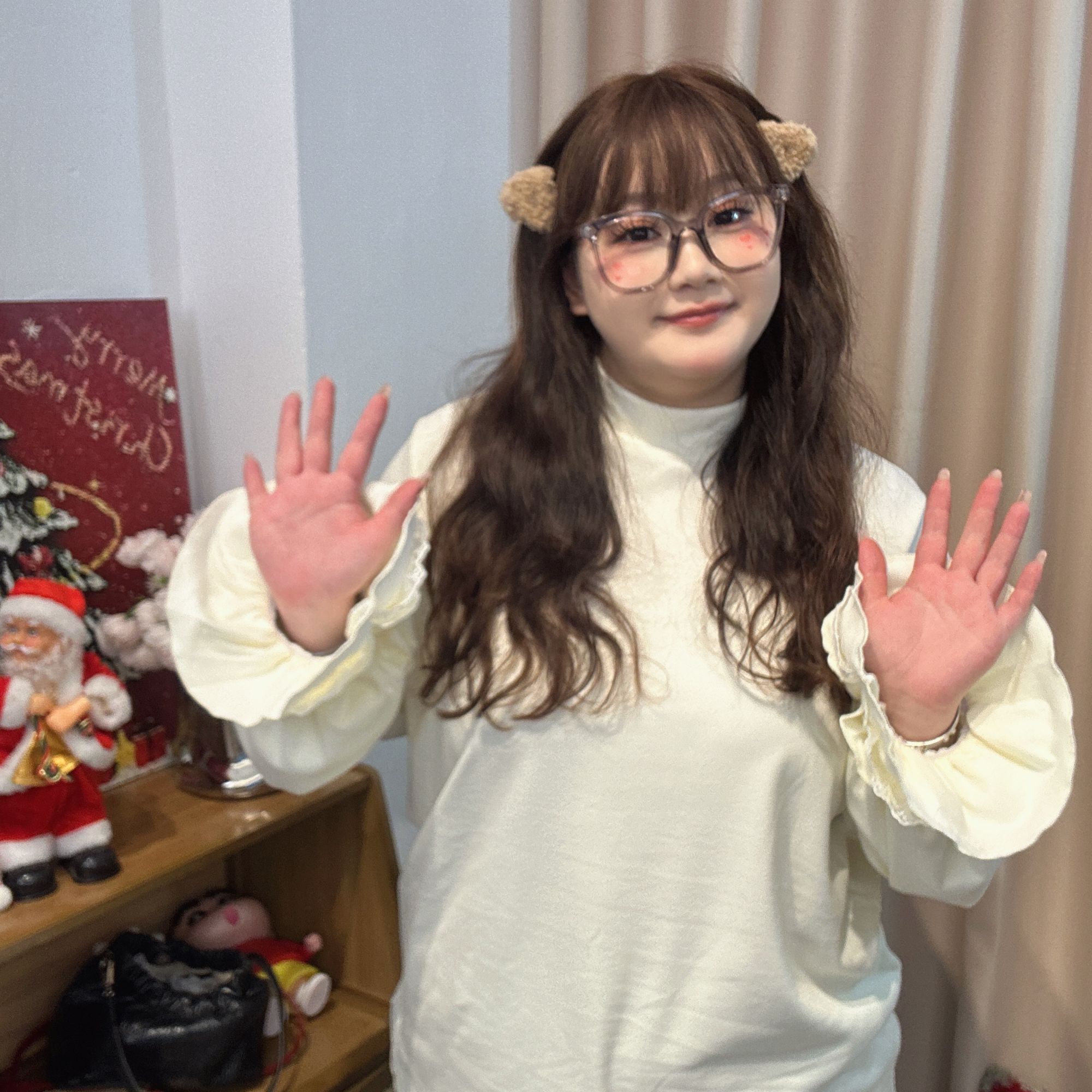 法式泡泡袖加绒长袖保暖冬季打底衫美式小狗斜肩T恤