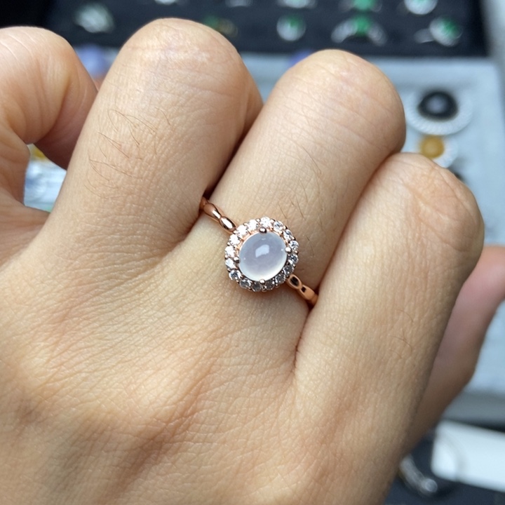 翡翠戒指银S925镶嵌戒指