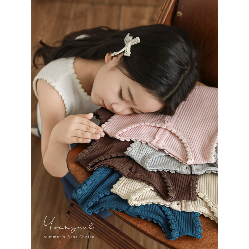 YOEHYAUL/幼悠【夏日清风】夏伍波上女童夏季百搭透气吊带背心X5143