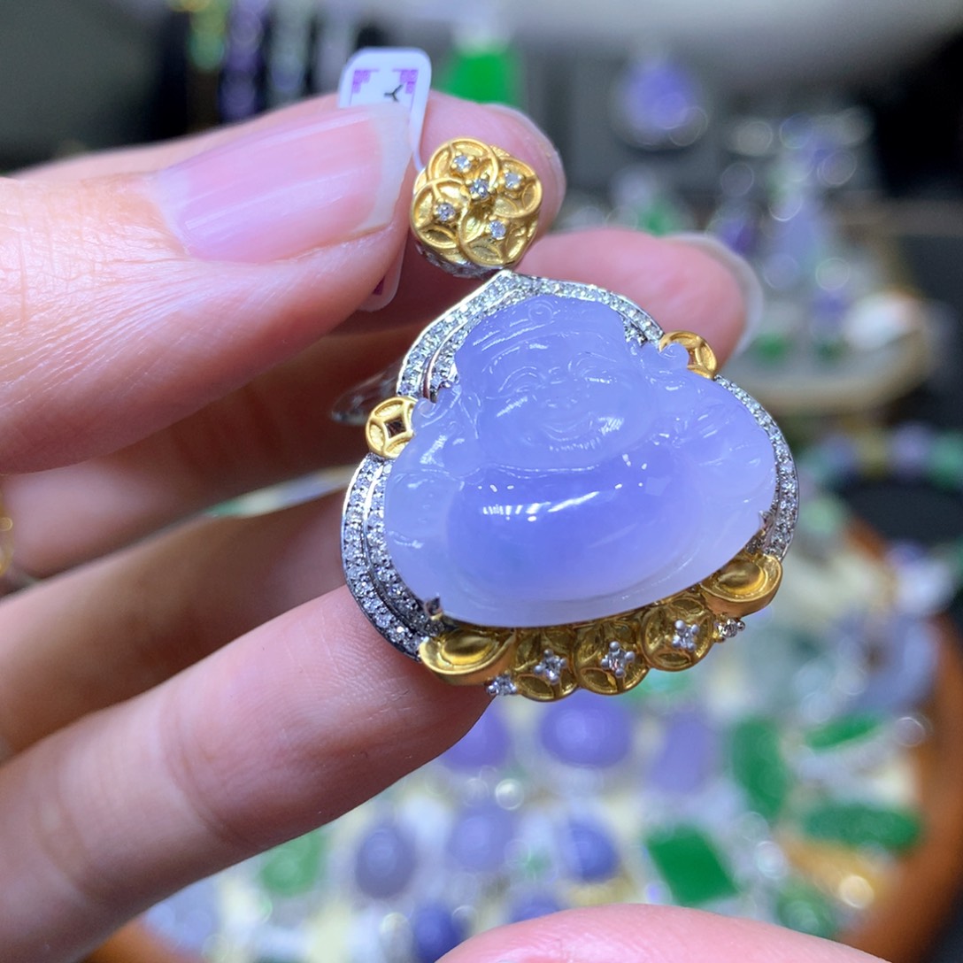 【闪购商品】翡翠颈饰18K金镶嵌翡翠吊坠项链