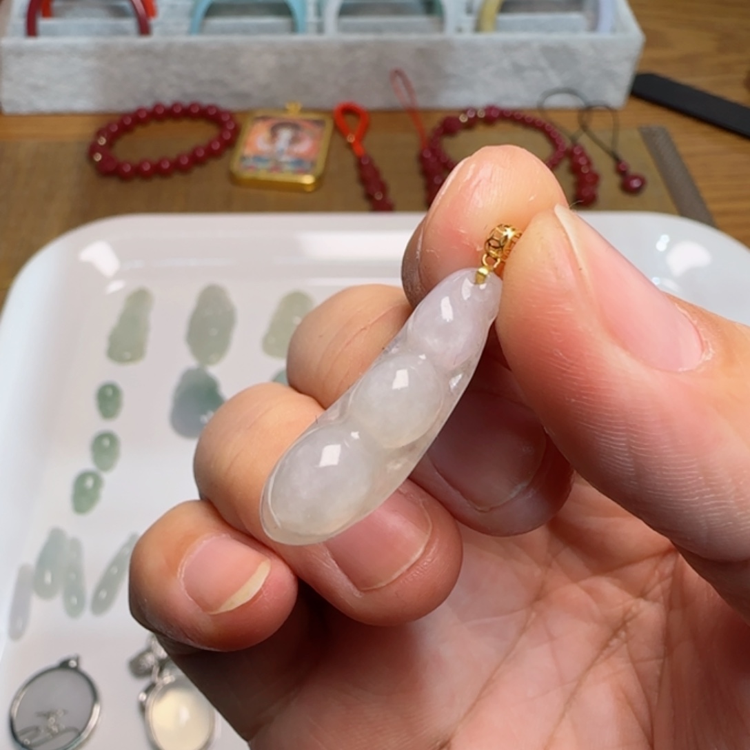 翡翠颈饰18K金镶嵌平安扣