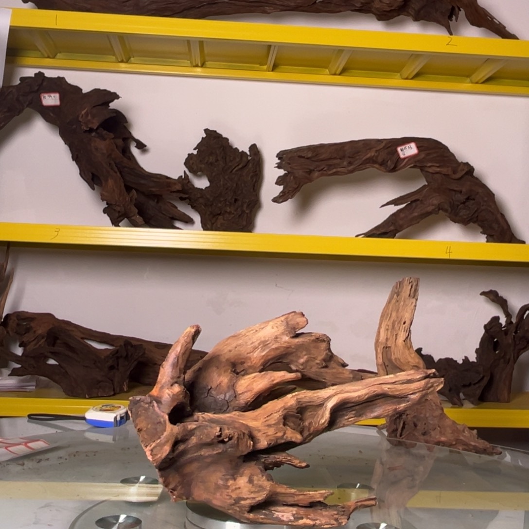 香榧木抓**风鱼缸造景家居摆件